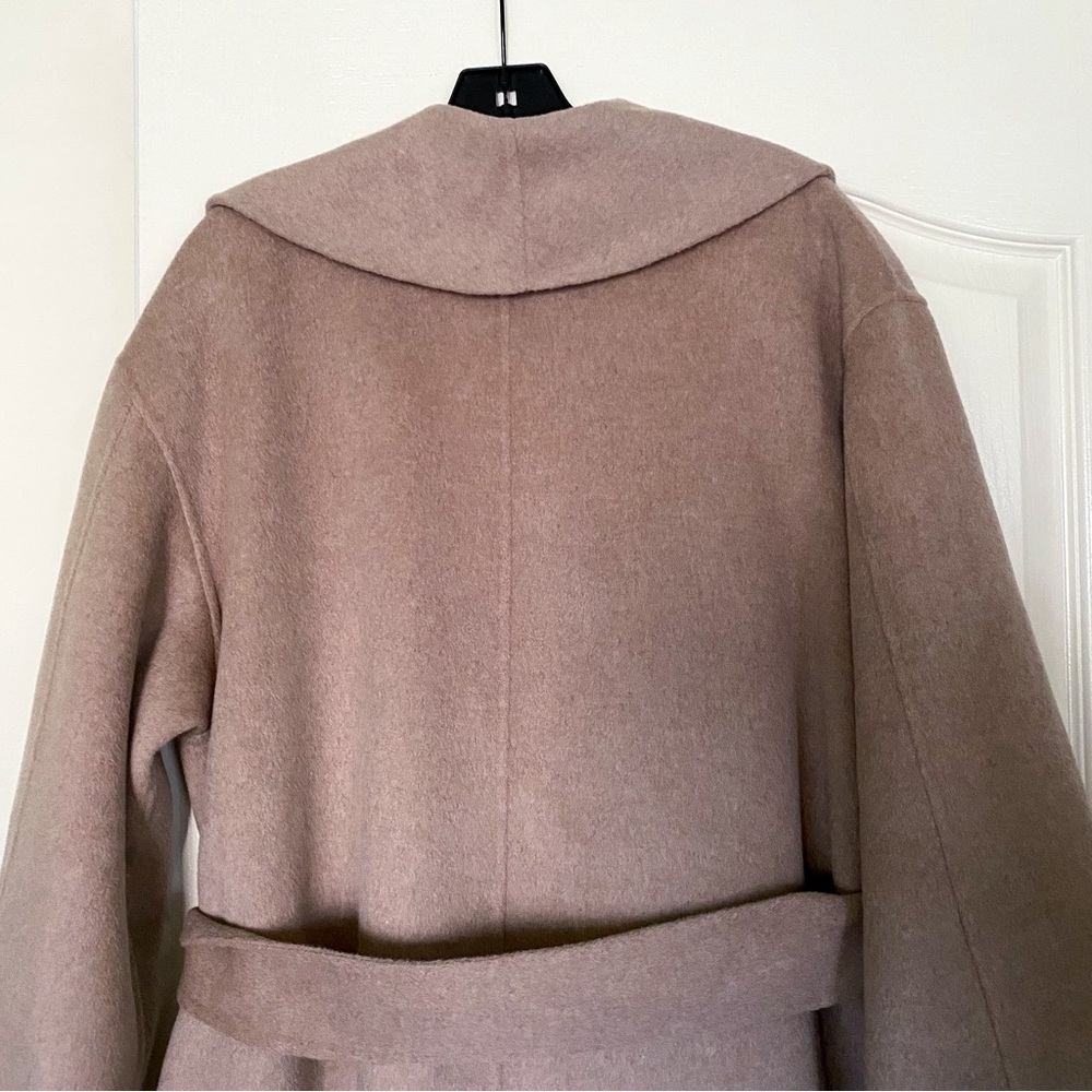 By Malene Birger Coat Trullem Belted Wool Shawl Grey Brown Melange 40 EUC - Picture 8 of 13
